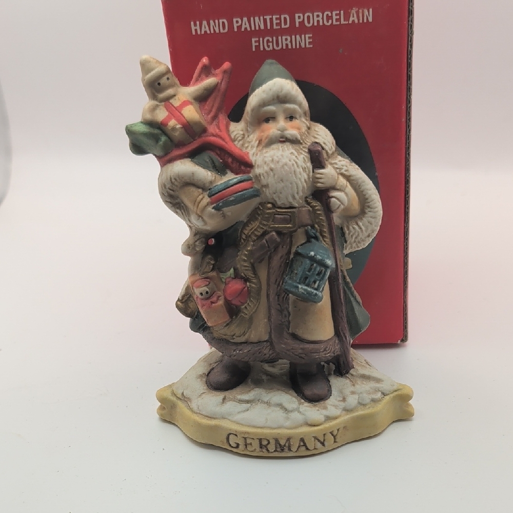 Vintage Germany Charming Porcelain Santa Figurine - Cream and Brown